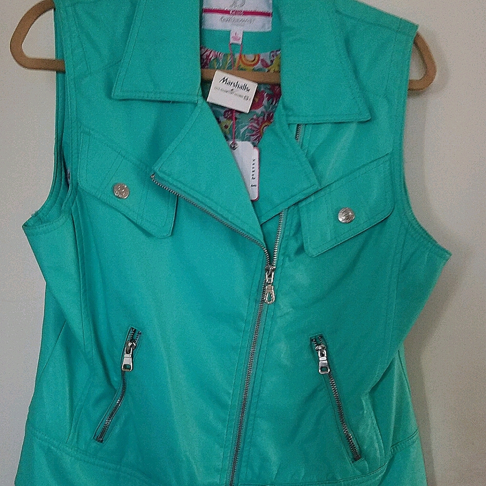 Faux leather vest Turquoise color